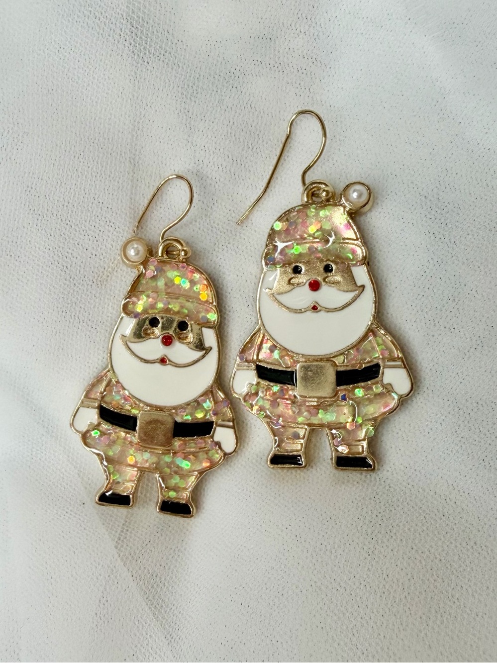 Sparkly Santa Dangle Earrings